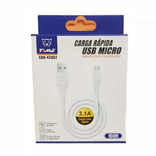 Cable MICRO USB V8 Tiempo 3.1A