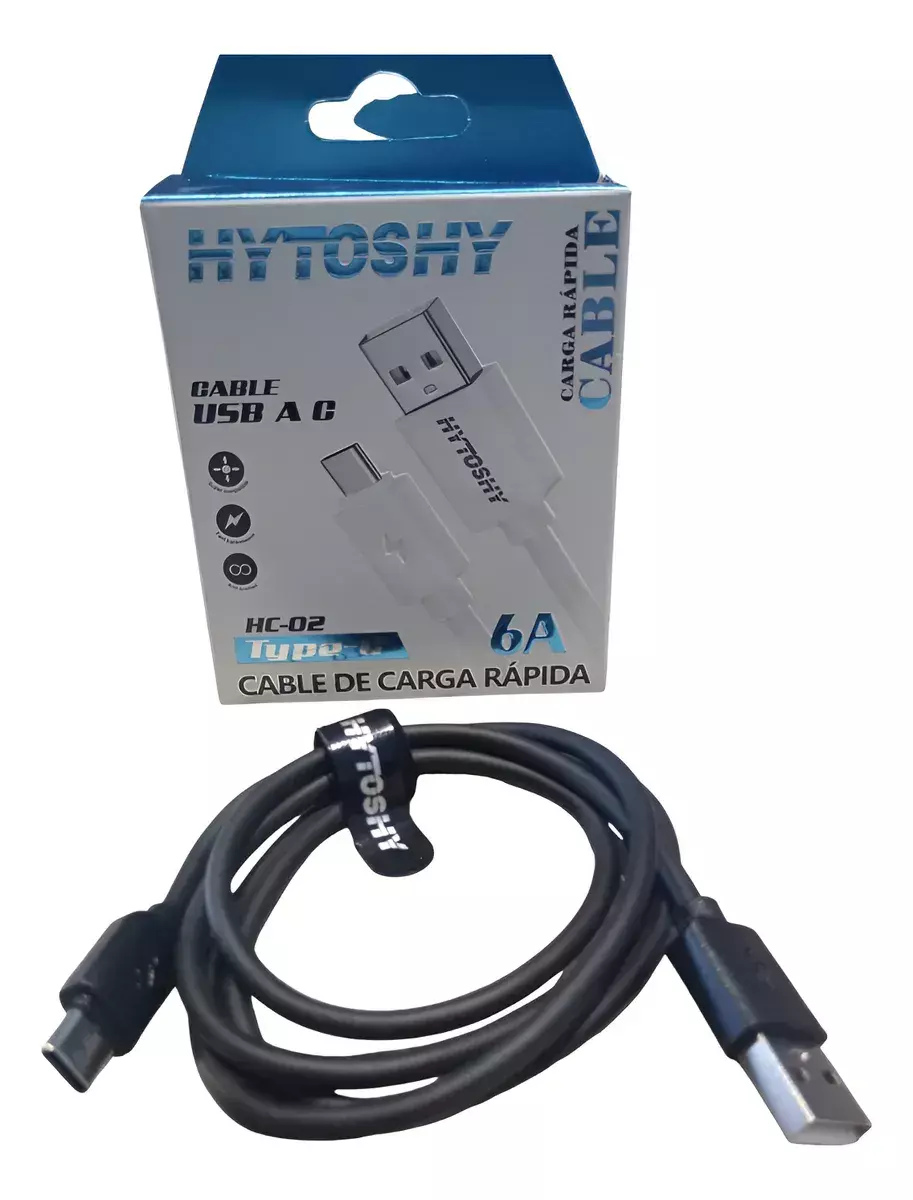 Cable USB A a C HYTOSHY CARGA RAPIDA 6A 1M