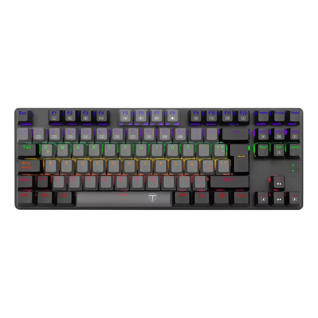 Teclado Mecánico Gamer T-Dagger Bora Lite TKL Gris Negro Retroiluminado Rainbow
