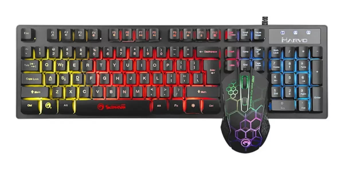 Combo Marvo Km409 Teclado Mouse Led 7 Colours 3200dpi