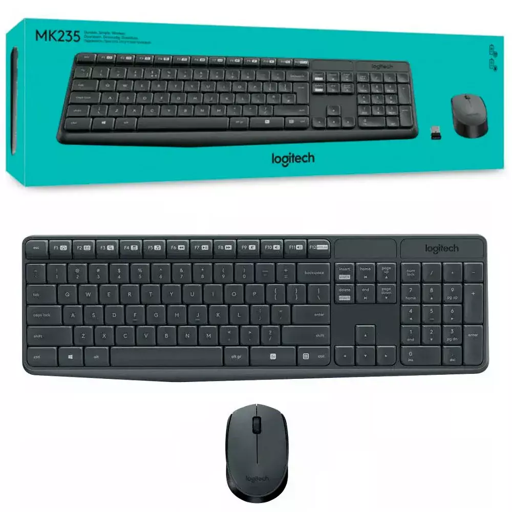 TECLADO Y MOUSE KIT LOGITECH MK235 INALAMBRICO ESPAÑOL