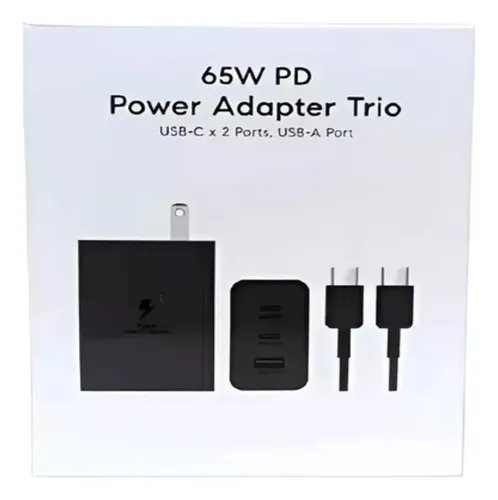 Cargador Samsung 65W Power Adapter Trio c/ cable C a C