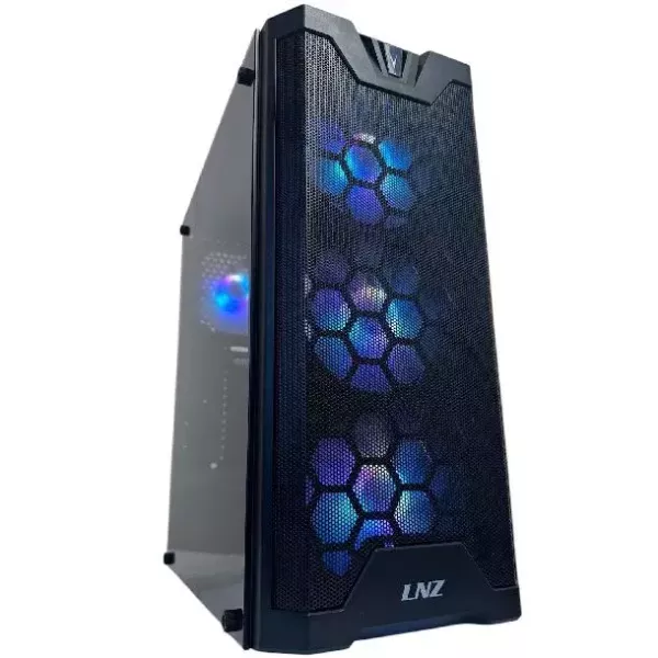 GABINETE LNZ Y11 BLACK ATX, M-ATX, ITX, 4 FAN ARGB, VIDRIO TEMPLADO LAT/FRONT